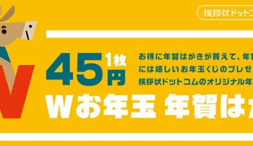 年賀状の準備はもうお済みですか？1枚45円でWお年玉付きのおトクな年賀はがきが発売開始！
